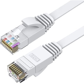 UYGDUY-Cat6 Ethernet Cable 50 FT White, Cat-6 Flat RJ45 Computer Internet LAN Network Ethernet Patch Cable Cord - 50 Feet