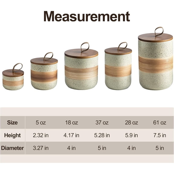 UYGDUY-Ceramic Jar with Lid Airtight, Coffee Container Kitchen Food Storage Jars for Spice Sugar Tea Bag, Stackable Decorative Jars for Countertop, 18 fl.oz