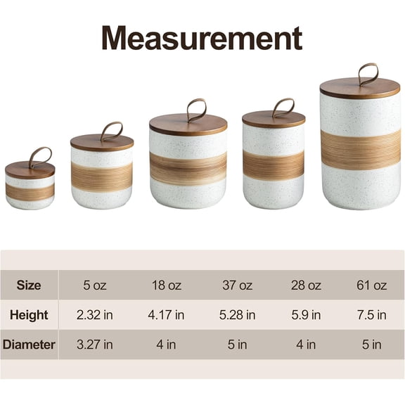 UYGDUY-Ceramic Jar with Lid, Coffee Container Kitchen Food Storage Jars for Spice Sugar Tea Bag, Stackable Decorative Jars for Countertop, White & 18 fl.oz