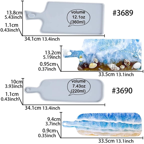 UYGDUY-Cheese Board Epoxy Resin Mold with Handles 13 inch Paddle
