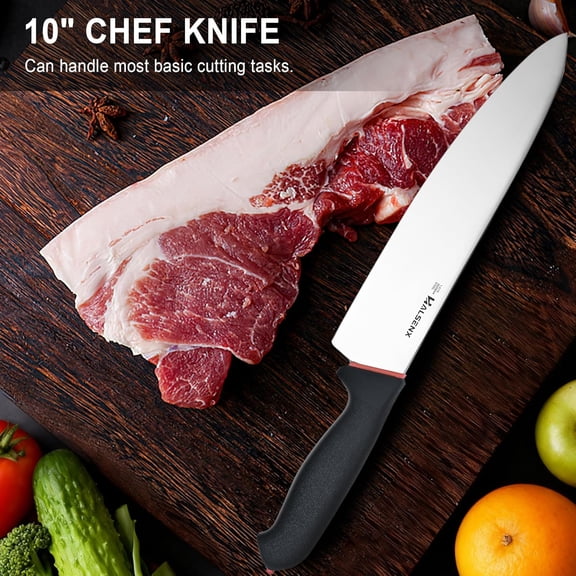 UYGDUY-Chef Knife 10 Inch, Sharp Blade with Non-Slip Softgrip, Multi-Purpose Kitchen Knife for Meat, Fruit & Vegetables Cutting (Black)