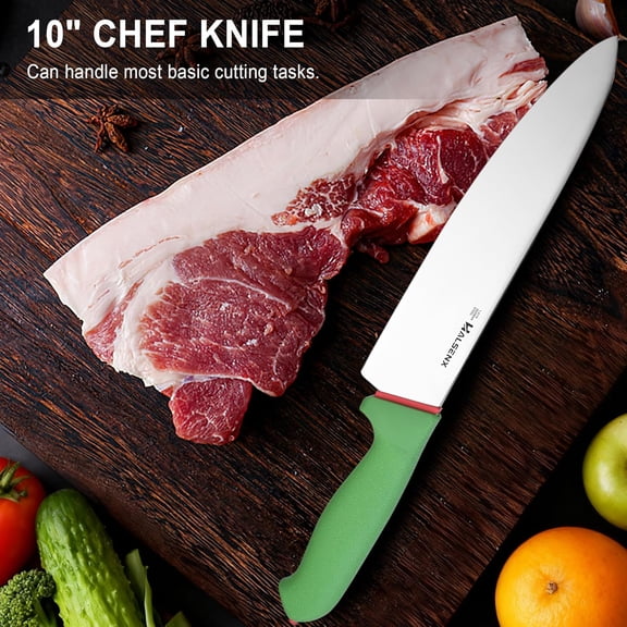 UYGDUY-Chef Knife 10 Inch, Sharp Blade with Non-Slip Softgrip, Multi-Purpose Kitchen Knife for Meat, Fruit & Vegetables Cutting (Green)