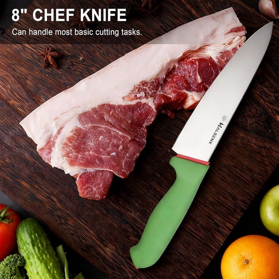 UYGDUY-Chef Knife 8 Inch, Sharp Blade with Non-Slip Softgrip, Multi-Purpose Kitchen Knife for Meat, Fruit & Vegetables Cutting (Green)