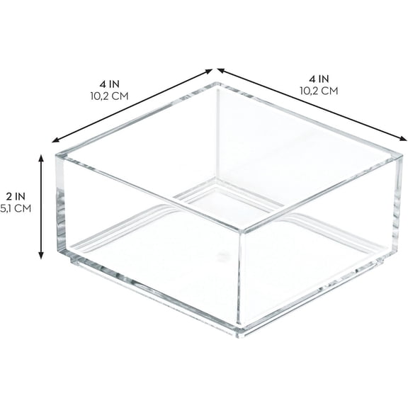 UYGDUY-Clarity Plastic Drawer Organizer, Storage Container for Kitchen Gadgets, Corks, Sticky-Notes, Clips in Pantry, Cabinets, Countertops, 4" x 4" x 2" - Clear,X-Small