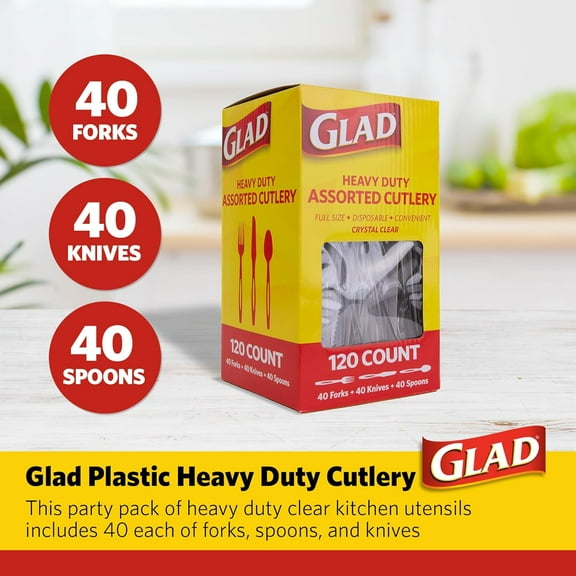 UYGDUY-Clear Disposable Cutlery Set with Heavy Duty Plastic Forks, Knives, and Spoons, Reusable Dishwasher Safe Plastic Utensils for Parties and Everyday Use, 120 Count