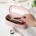 thumbnail image 1 of UYGDUY-Clear Makeup Brush Bag, Slim Cosmetic Brush Holder, small Toiletry Bag Mini Travel Case for Women, Thin Make up Bags with Dual Zipper, Cute Travel Essentials Organizer,Pink, 1 of 3