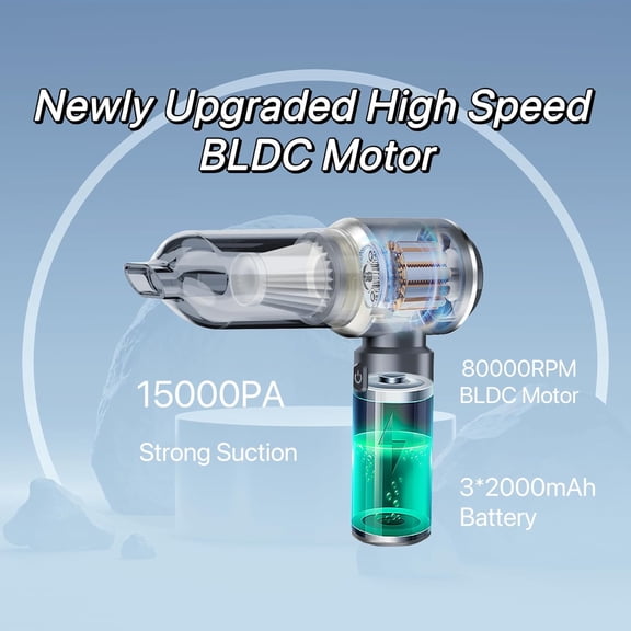 UYGDUY-Clearance Cordless Handheld Vacuum, Portable Rechargeable 15000Pa Strong Suction Vacuum, 30mins Runtime Lightweight for Car Home Camping