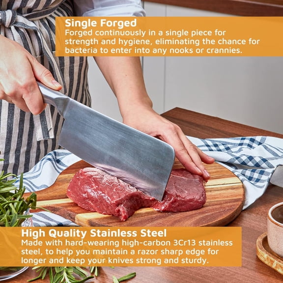 UYGDUY-Cleaver Butcher Knife - Single Forged with Razor Sharp Edge Cleaver Knife - Kitchen Chopping Knife Meat Cleaver 6.7"/17cm