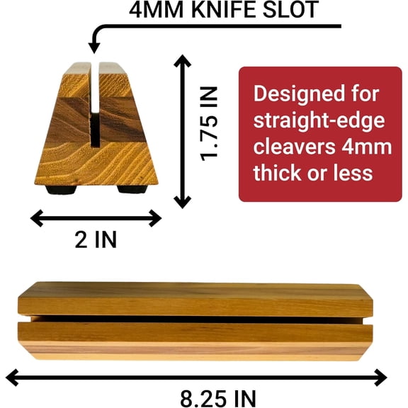 UYGDUY-Cleaver Stand | 8.25-inch wood meat cleaver knife storage block (Teak, 4mm)