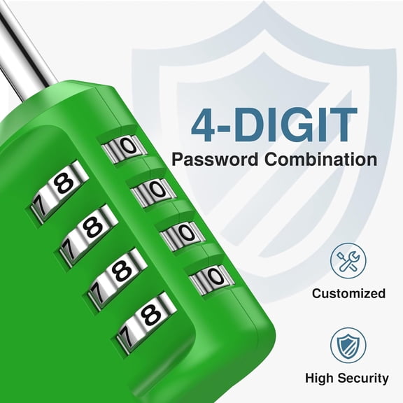 UYGDUY-Combination Lock 4 Digit Waterproof Locker Locks Secure Outdoor Padlock for Gym Lockers, Toolboxes, Gates, Fences, Storage, Sports Locker, Cabinets (Green)