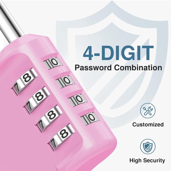 UYGDUY-Combination Lock 4 Digit Waterproof Locker Locks Secure Outdoor Padlock for Gym Lockers, Toolboxes, Gates, Fences, Storage, Sports Locker, Cabinets (Pink)