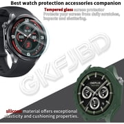 UYGDUY-Compatible for OnePlus Watch 3 46mm Obsidian / Emerald Titantium Screen Protector & Case HD Tempered Glass Protective Film and Silicone Soft Cases Pack of 3+2