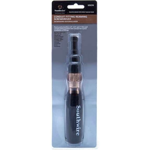 UYGDUY-Conduit Fitting Reaming Screwdriver - Dual-Function Reamer for Inside & Outside Conduit - Cushioned Grip - Removable Head - Power Drill Compatible