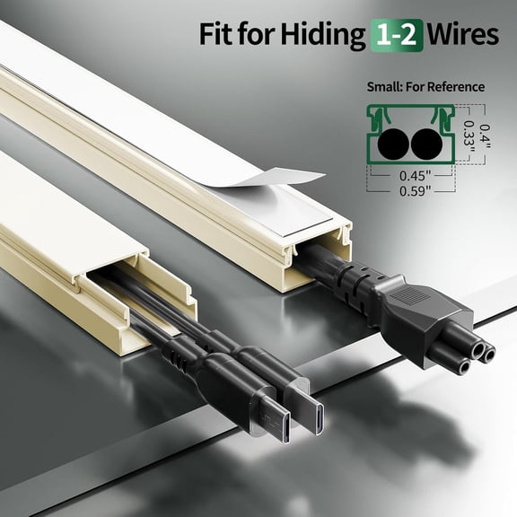 UYGDUY-Cord Hider, 212.6in Cord Covers for 1-2 Wires on Wall, Paintable Wire Hider Wire Covers for Cords on Walls, Easy Set-up Cable Hider Cable Raceway to Hide Cords on Wall, W0.59 H0.4in, Beige