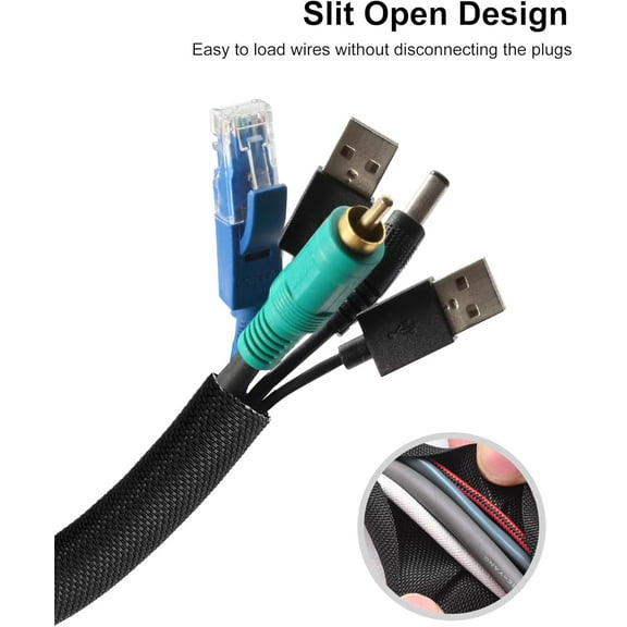 UYGDUY-Cord Protectors from Pets No Chew, 10ft - 3/4 inch Ultra Durable Cord Covers for Pets, Bite-Resistant Cable and Wire Protector for Cats, Dogs, Rabbits - Black