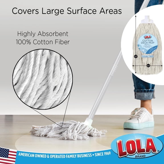 UYGDUY-Cotton String Wet Mop, Absorbs Up to 3X its Weight in Water, for Floor Cleaning, Includes Swivel Hang Cap for Storage