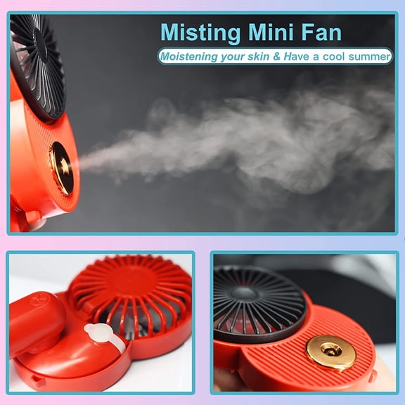 UYGDUY-Cute Mouse Misting Mini Fan, Handheld Portable USB Rechargeable Fan with 3 Adjustable Speeds, Foldable For Travelling(White)