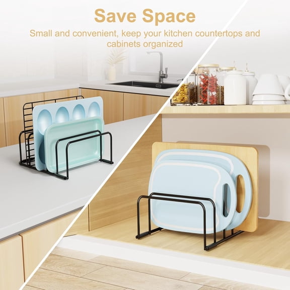 UYGDUY-Cutting Board Organizer and Baking Sheet Rack, [2-Pack] Black Heavy Duty Metal Cookie Sheet Organizer for Cutting Board Storage & Plate Holder for Cabinet, Tray Dividers for Cabinets