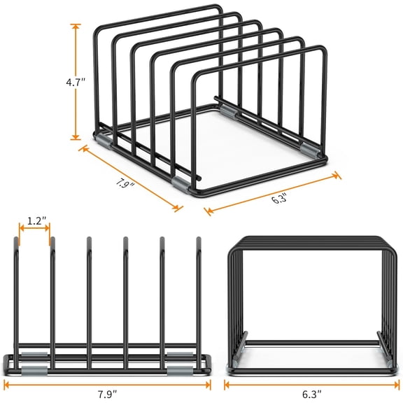 UYGDUY-Cutting Board Organizer, Kitchen Cabinet Organizer, Divided Rack with 5 Slots for Baking Trays, Cutting Boards - Cookie sheet Organizer Inside Cabinet, Baking Sheets Holder (medium)