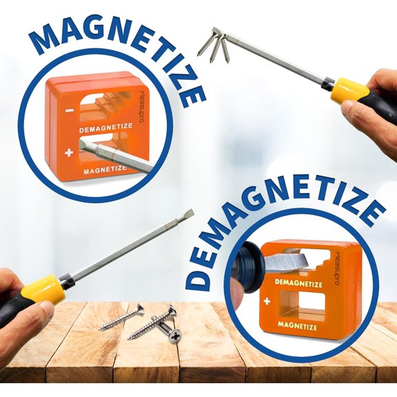 UYGDUY-Demagnetizer and Magnetizer for Screwdrivers Tips, Bits, and Small Tools, Large or Big Screws, Drills, Drill Bits, Sockets, Nuts, Bolts, Nails and Precision Construction, Orange - 3 Pack
