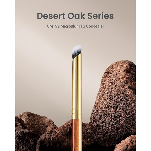 UYGDUY-Desert Oak Series MicroBlur Tap Concealer - 6mm Finger-Tip Precision Brush for Tear Troughs & Acne Spots, Vegan Nylon, Bubinga Handle (CM 199)