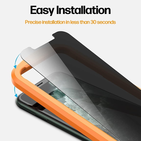 UYGDUY-Designed for iPhone X, iPhone Xs Privacy Screen Protector Tempered Glass Anti Spy protection [9H Hardness], Easy Install Kit, 99% HD Bubble Free Case Friendly, 2 Pack