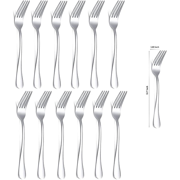 UYGDUY-Dinner Fork 12 Pieces, Stainless Steel 8.17 Inch Forks Silverware, Table Forks Set of 12