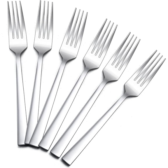 UYGDUY-Dinner Forks Set of 6, 7.9 Inch Stainless Steel Forks for Home, Kitchen or Restaurant, Non-toxic & Mirror Polished, Squared Edge & Dishwasher Safe