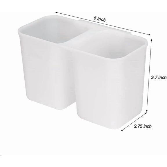 UYGDUY-Dish Rack Utensil Holder, Hanging Cutlery Drainer Caddy with Hooks, 2 Compartment Flatware Organizer for Forks, Spoons, Knives, Fits Over Most Dish Drying Racks, White