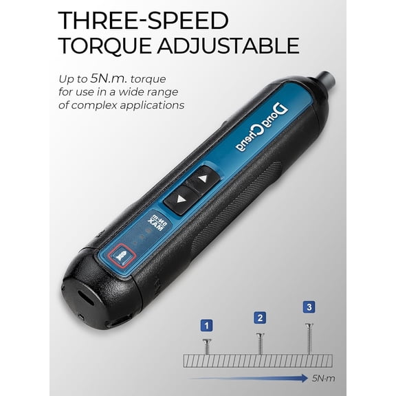 UYGDUY-DongCheng 4V Cordless Electric Screwdriver, 2000mAh Battery Powered Rechargeable Screwdriver with 3 Torque Setting Up to 5N.m, 300RPM, Dual LED Lights, 8pcs 2-Inch Magnetic Screw Bits for Home