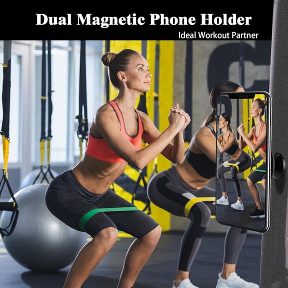 UYGDUY-Double Sided Magnetic Phone Holder, 360 Adjustable for Gym and Golf Carts, Strong Magnet, Shoot Hands-Free Videos During Exercise, Compatible with MagSafe Cases & iPhone 17/16/15/14/13 Pro Ma