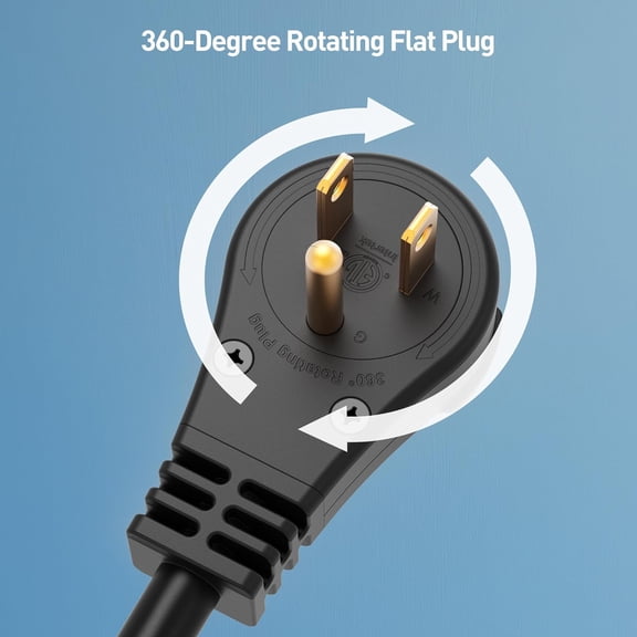 UYGDUY-[ETL Listed] 2-Pack 16 AWG 360 Rotating Flat Plug Extension Cord - 6ft, 13A/1625W, Low Profile 3 Prong Power Extension Cords, NEMA 5-15P to NEMA 5-15R, Black