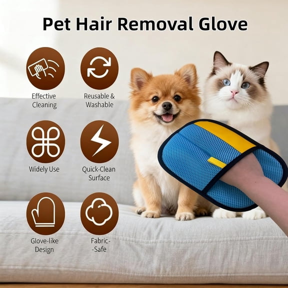 UYGDUY-Electrostatic Pet Hair Removal Glove for Dogs & Cats, Reusable Magic Brush Cat Hair Remover Washable Pure Path Yomi Pet Hair Remover Tool for Carpet,Clothes,Car Mats,Couch,Bed,Furniture