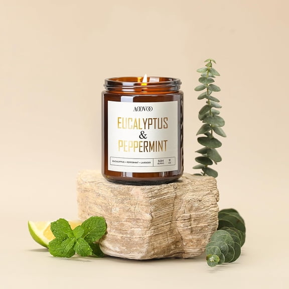 UYGDUY-Eucalyptus Mint Candles - 9 oz Scented Candles, Aromatherapy Candle, Soy Candle for Home Scented