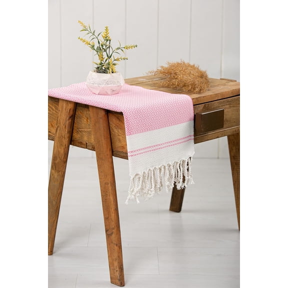 UYGDUY-Evelynen Turkish Hand Towels for Bathroom & Kitchen Towels Decorative Set of 2 | Boho Farmhouse Hand Towels with Hanging Loops for Face, Dish, Kitchen & Bath (16" x 32" - Pink)