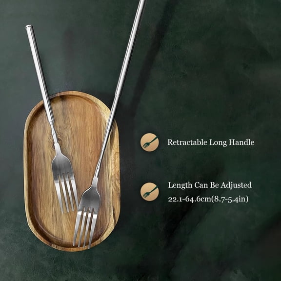 UYGDUY-Extendable Forks, 8.7 to 25.4 Inch Long, Telescopic & Retractable - BBQ Dinner & Fruit Dessert Forks (4 Pcs)