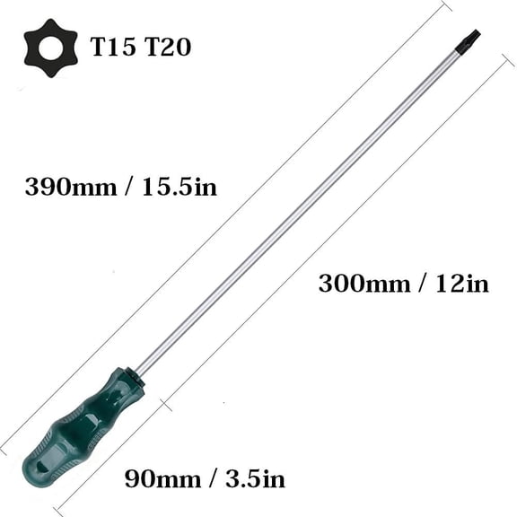 UYGDUY-Extra Long Torx Screwdriver Set T15 T20, Fixinus 12-Inch Magnetic Security Torx Driver Star Screwdrivers with Hole, 300mm Length