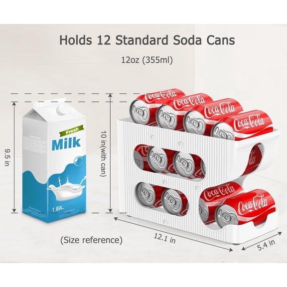 UYGDUY-FIFO Soda Can Organizer for Pantry/Fridge, Automatic Rolling Pop Can Dispenser/Storage/Holder/Container for Refrigerator or 12" Deep Shelf, Space-Saving Drink Organizer for 12 Standard Cans