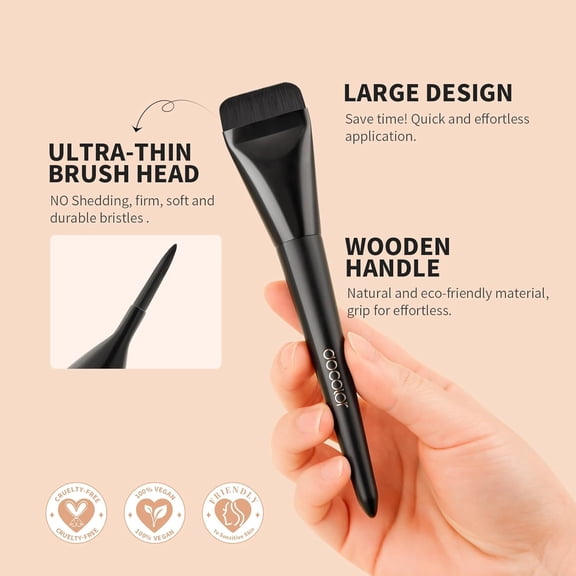 UYGDUY-Flat Foundation Brush Korean Makeup Brush Liquid Makeup Brush Premium Makeup Face Brush for Blending, Cream, Thin Foundation Brush Makeup Tool Face Foundation Flat Brush,Black