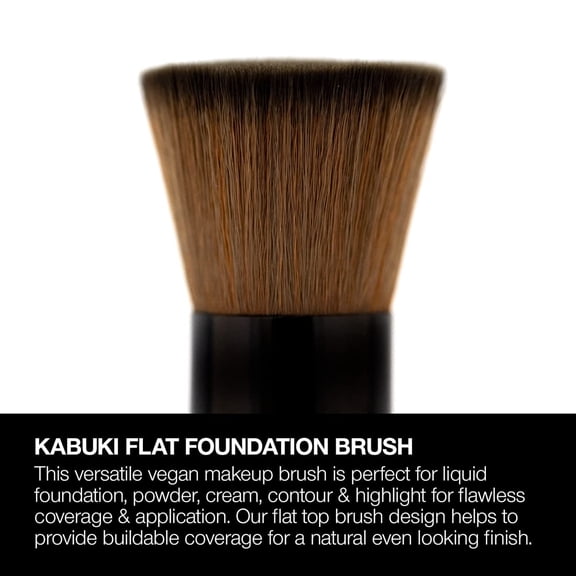 UYGDUY-Flat Kabuki Brush, Professional Makeup Brush for Foundation, Face Blush, Powder, Cream, Contour & Highlight, Synthetic Bristles Provide Buildable Coverage for a Natural Even Looking Finish