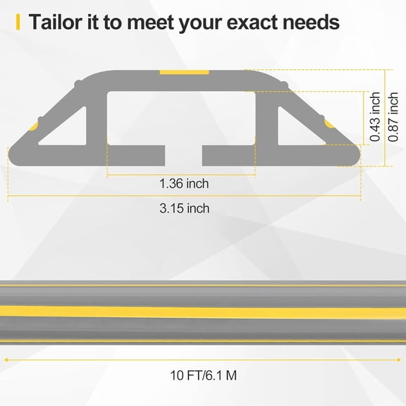 UYGDUY-Floor Cord Cover 10Ft Heavy Duty PVC Floor Cable Protector Electric Cord Hider Cable Management Floor Strip Extension Cord Covers Cable Raceway for Wires on Floor Inner Channel 1.36" W x 0.43"
