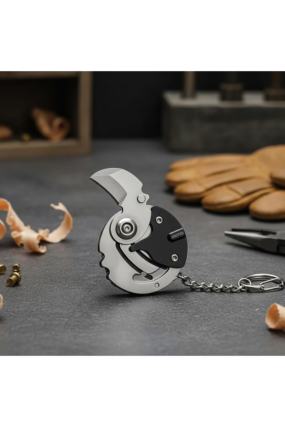 -Folding Keychain Pocket Knife, 7-in-1 Multitool with Small Knife and Screwdriver Set, Mini Utility Knife for Men & Women, Compact Manual Tool (Silver)