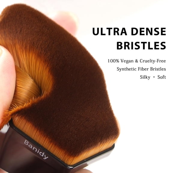 UYGDUY-Foundation Brush, Angled Wavy Kabuki Makeup Brush, Dense Face Brush for Flawless & Streak-Free Finish, Blending Liquid Cream with Protective Case