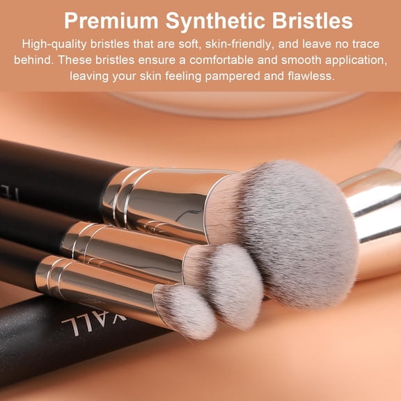 UYGDUY-Foundation Contour Conceal Brush Set, 3PCS Angled Synthetic Kabuki Brush for Blending Setting Buffing with Liquid, Cream and Powder Cosmetic (170S/270S/370S)
