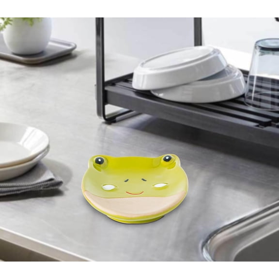 UYGDUY-Frog Shaped Spoon Rest Ceramic Spoon Holder for Stove and Countertop Decorative Utensil Rest Fun Cooking Accessory and Housewarming Gift for Kitchen Frog Lovers