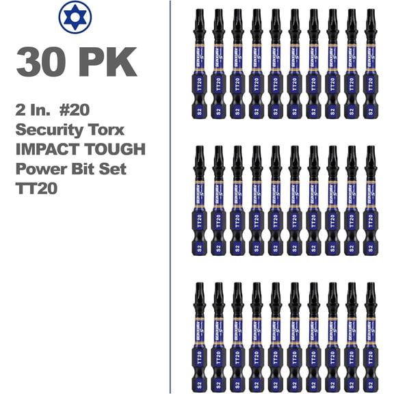 UYGDUY-Geinxurn 2 In. Security T20 Impact Magnetic Screwdriver Bit Set, 30 Pieces #20 Torx Head Power Bit Set, S2 Alloy Steel Hollow Star Bit Set
