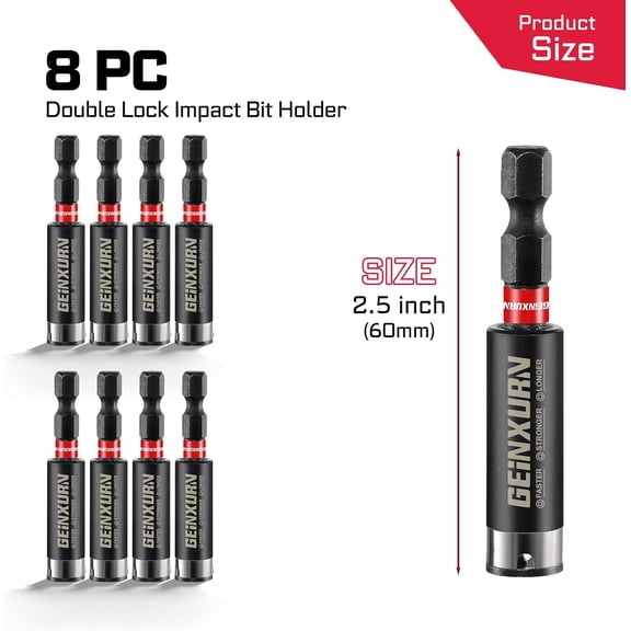UYGDUY-Geinxurn 8PACK Torsion Impact Bit Holder,Magnetic Extension Locking Socket Drill Bit Holder S2 Alloy Steel Hex Shank Quick-Change Drill Bit Guide