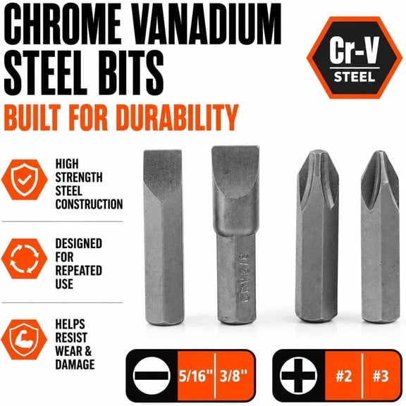 UYGDUY-GreatNeck IMD5 Impact Driver Set w/ 4 Drill Bits, Reversible Manual Impact Driver with 3/8" Drive, Impact Screwdriver for Rusted Screws & Stubborn Fasteners, Chrome Vanadium Steel Bits
