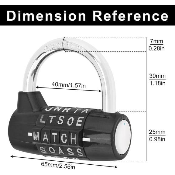 UYGDUY-Gym Locker Lock 5 Letter Word Lock Safety Padlock Combination Lock for School Gym Locker,Sports Locker,Fence,Toolbox,Case,Hasp Storage (2, Black+Black)