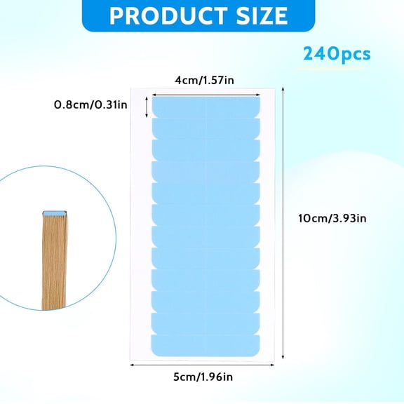 UYGDUY-Hair Extension Tape, 240 Pieces Double Sided Adhesive Tape in Tape Replacement Invisible Waterproof Lace Front Wig Tape Tabs Real Hair Extensions Supplies for Human Hair Extensions No Residue